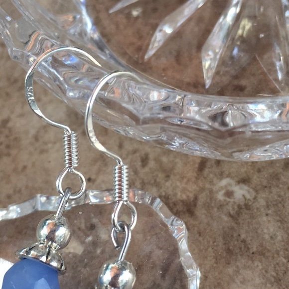 Real Pearl Chalcedony gemstone Sterling Silver Earrings - Picture 4 of 14